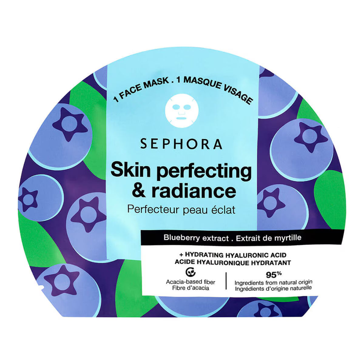 Máscara facial em tecido sephora collection ácido hialurônico + extrato de frutas e plantas