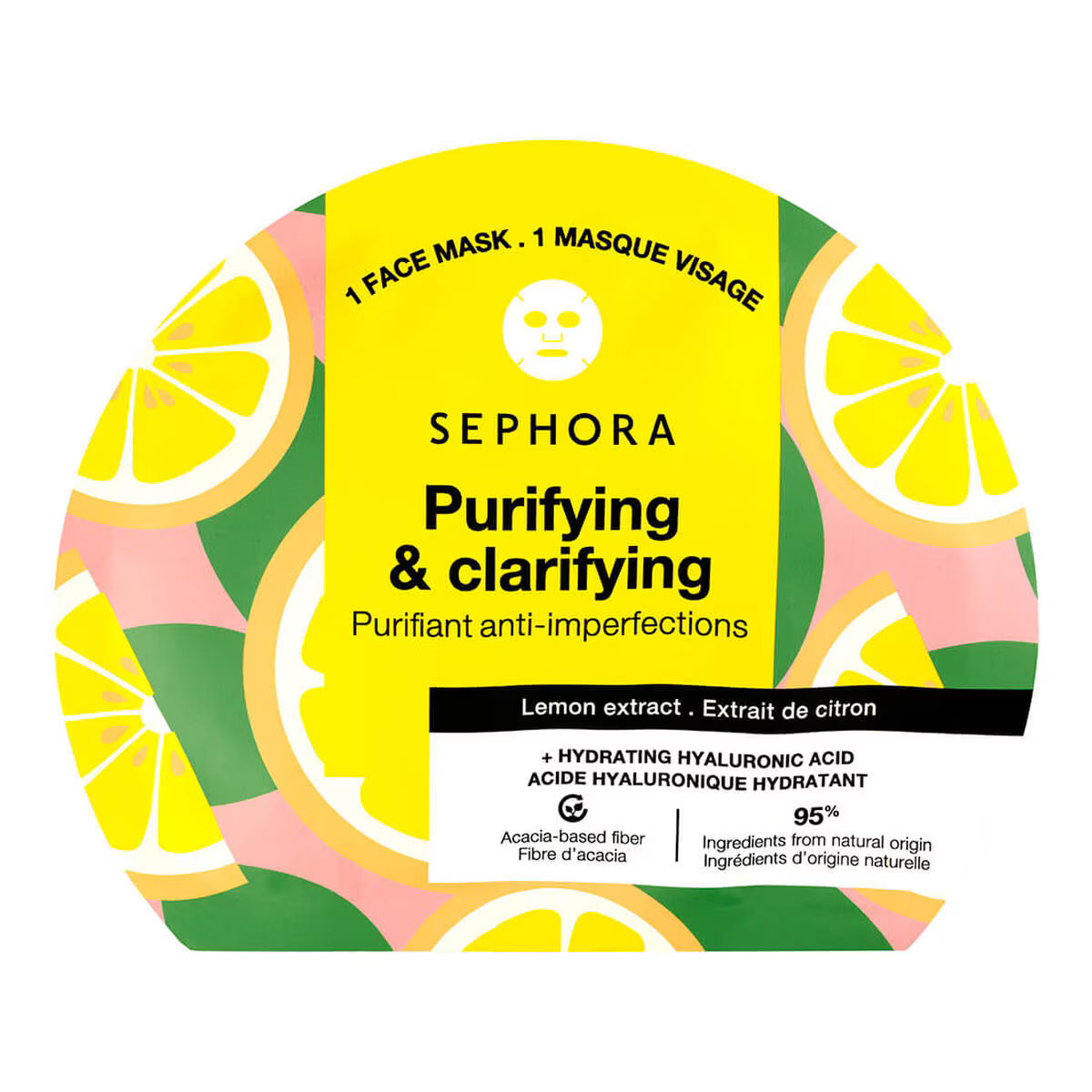 Máscara facial em tecido sephora collection ácido hialurônico + extrato de frutas e plantas