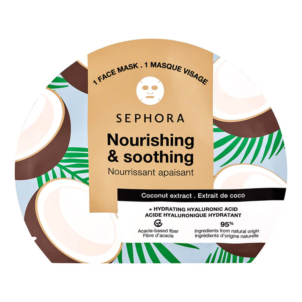 Máscara facial em tecido sephora collection ácido hialurônico + extrato de frutas e plantas