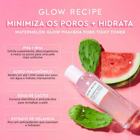 Tônico hidratante com pha + bha glow recipe watermelon glow