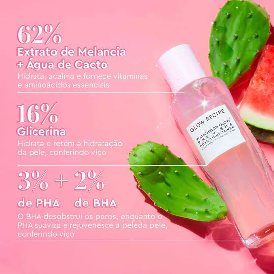 Tônico hidratante com pha + bha glow recipe watermelon glow